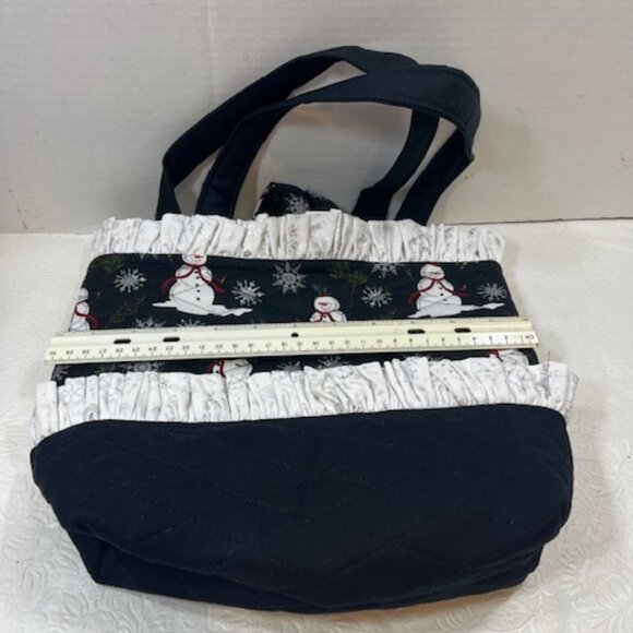 Handmade Winter Fabric Button Closure Cotton Tote Handbag w/Eyeglass Case NEW - Picture 11 of 12